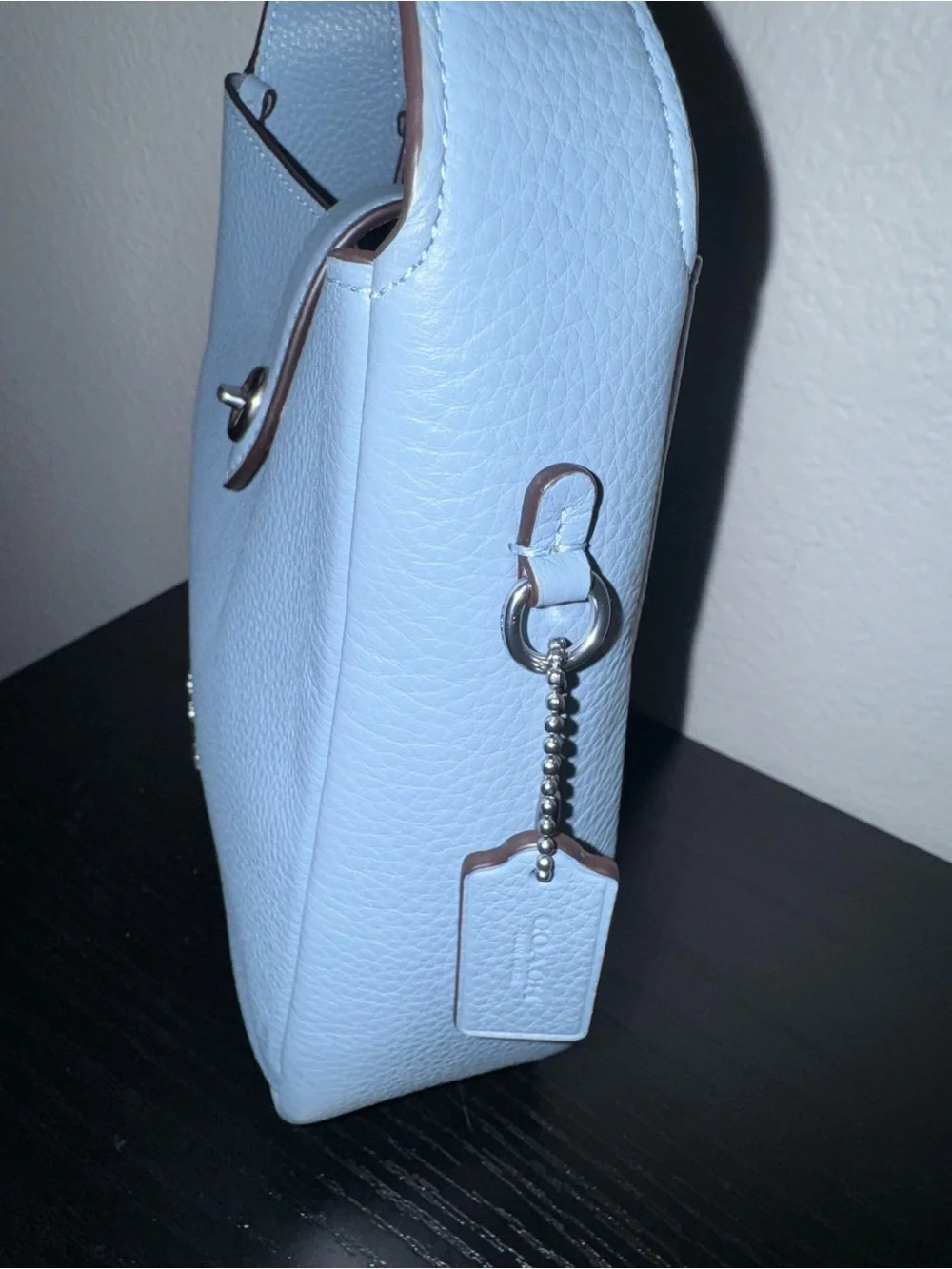 Coach Hadley mini Pebbled Leather Crossbody Bag in Light Blue